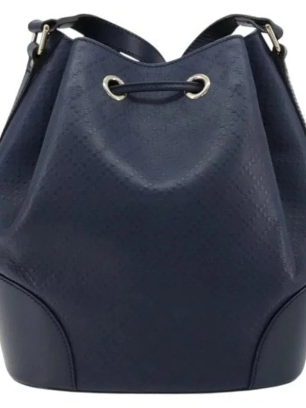 GUCCI Diamante Shoulder Bag Leather Navy Silver 354228 Auth 181216